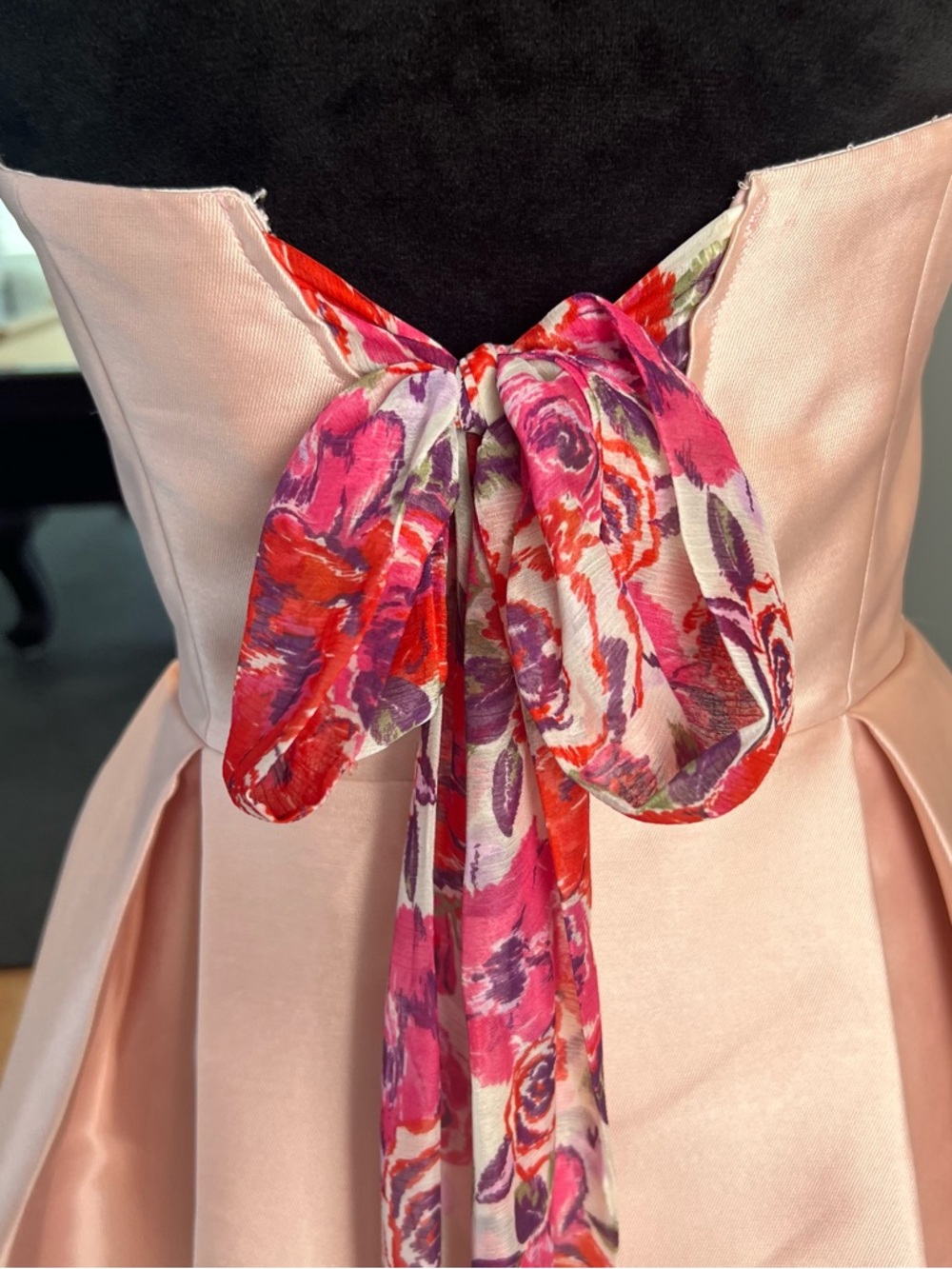 Parker Strapless Blush Pink High-Low Satin Dress - Picture 15 of 16